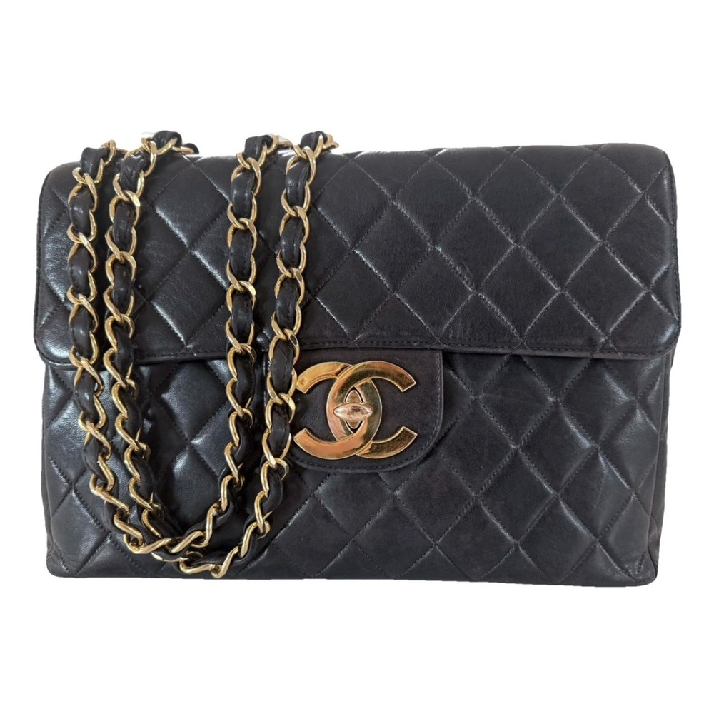 CHANEL Lambskin Quilted XL Jumbo Single Flap Black